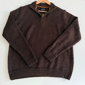 Rainforest Knitted Wool Blend‎ 1/4 Zip Up Dark Brown Sweater Size XL